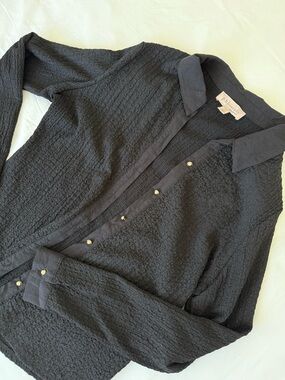 Philosophy Black Textured Button-Up Blouse